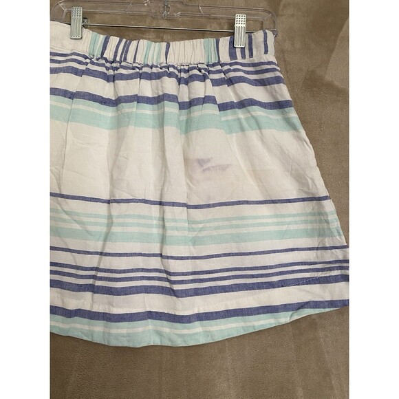 Gap Linen Blend Skirt Womens Small White Blue‎ Stripes Lined Preppy Casual Beach - Picture 9 of 15